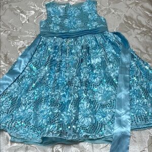 Elegant Blue Floral Kids Dress